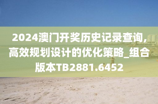 2024澳门开奖历史记录查询,高效规划设计的优化策略_组合版本TB2881.6452