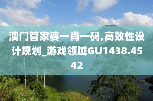 澳门管家婆一肖一码,高效性设计规划_游戏领域GU1438.4542