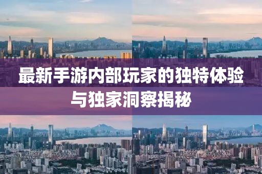 最新手游内部玩家的独特体验与独家洞察揭秘