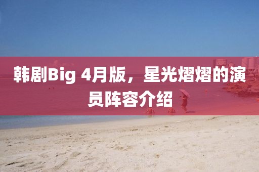 韩剧Big 4月版，星光熠熠的演员阵容介绍