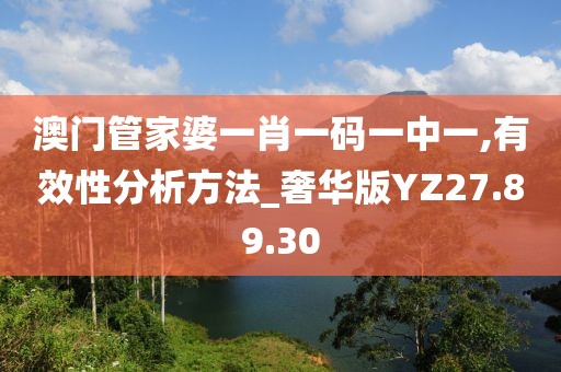 澳门管家婆一肖一码一中一,有效性分析方法_奢华版YZ27.89.30