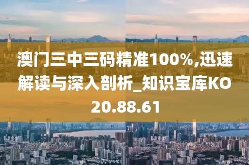 澳门三中三码精准100%,迅速解读与深入剖析_知识宝库KO20.88.61