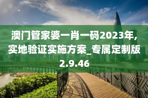澳门管家婆一肖一码2023年,实地验证实施方案_专属定制版2.9.46