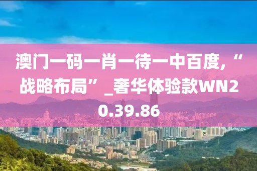澳门一码一肖一待一中百度,“战略布局”_奢华体验款WN20.39.86