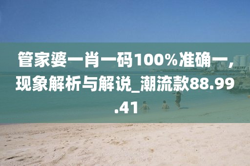 管家婆一肖一码100%准确一,现象解析与解说_潮流款88.99.41