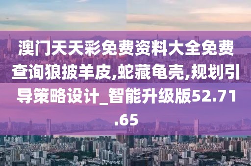 澳门天天彩免费资料大全免费查询狼披羊皮,蛇藏龟壳,规划引导策略设计_智能升级版52.71.65