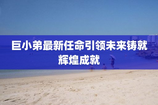 巨小弟最新任命引领未来铸就辉煌成就
