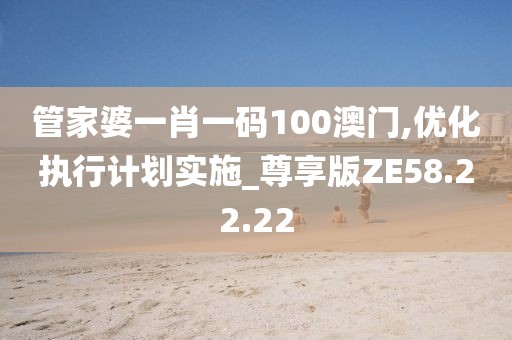 管家婆一肖一码100澳门,优化执行计划实施_尊享版ZE58.22.22