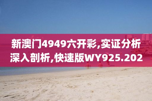 新澳门4949六开彩,实证分析深入剖析,快速版WY925.202