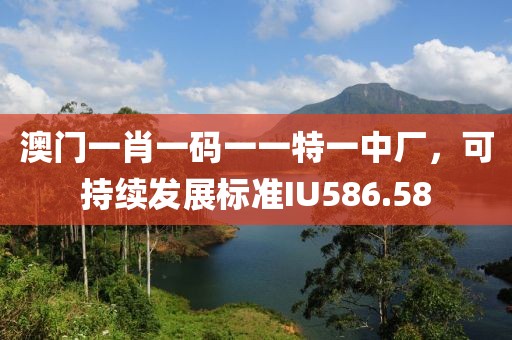 澳门一肖一码一一特一中厂，可持续发展标准IU586.58